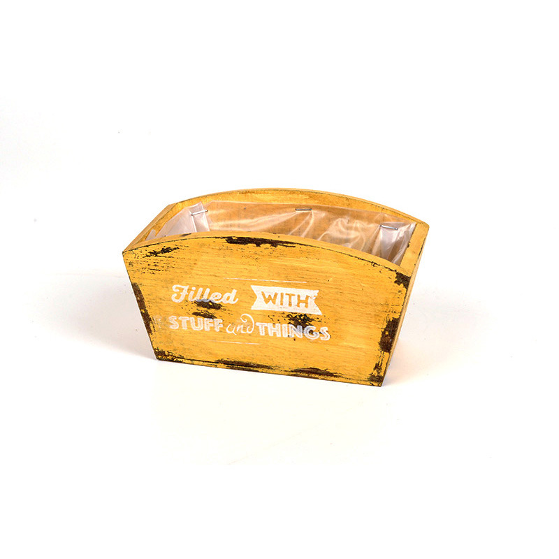 szögletes ívelt tetejű fa tál felirattal antikolt narancs 17x10,5x7,5/ 9cm