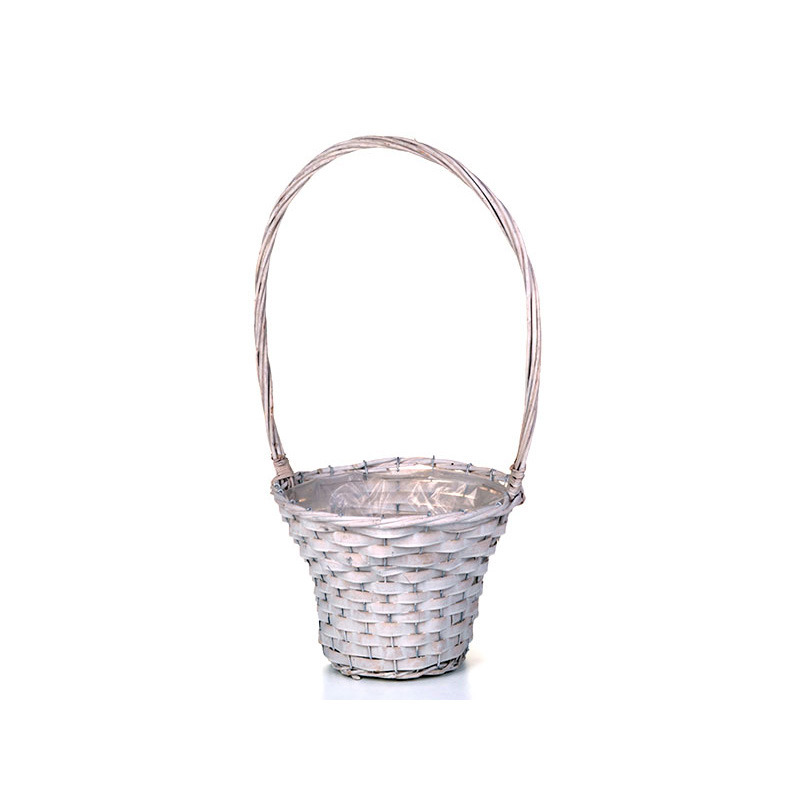 hasított fa füles kosár fehér 29x20/60cm