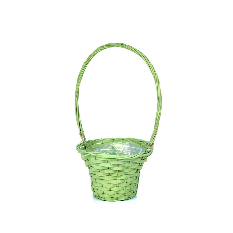 hasított fa füles kosár zöld 29x20/60cm