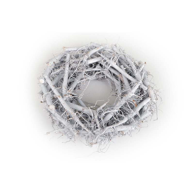 aprított fa koszorú vesszővel fehér 40x9cm