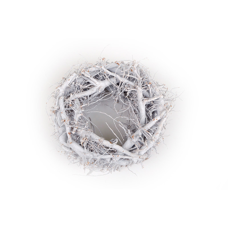 apr&iacute;tott fa koszor&uacute; vesszővel feh&eacute;r 32x9cm