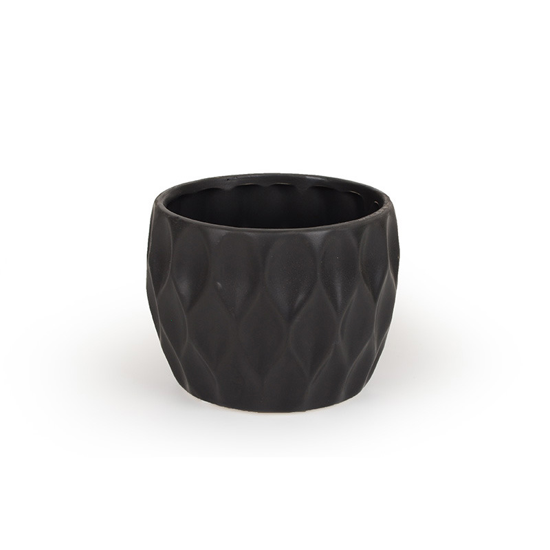 anyagában mintázott kerámia kaspó fekete 12x10cm