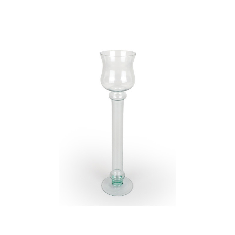 kehely formájú üveg gyertyatartó 11x33cm