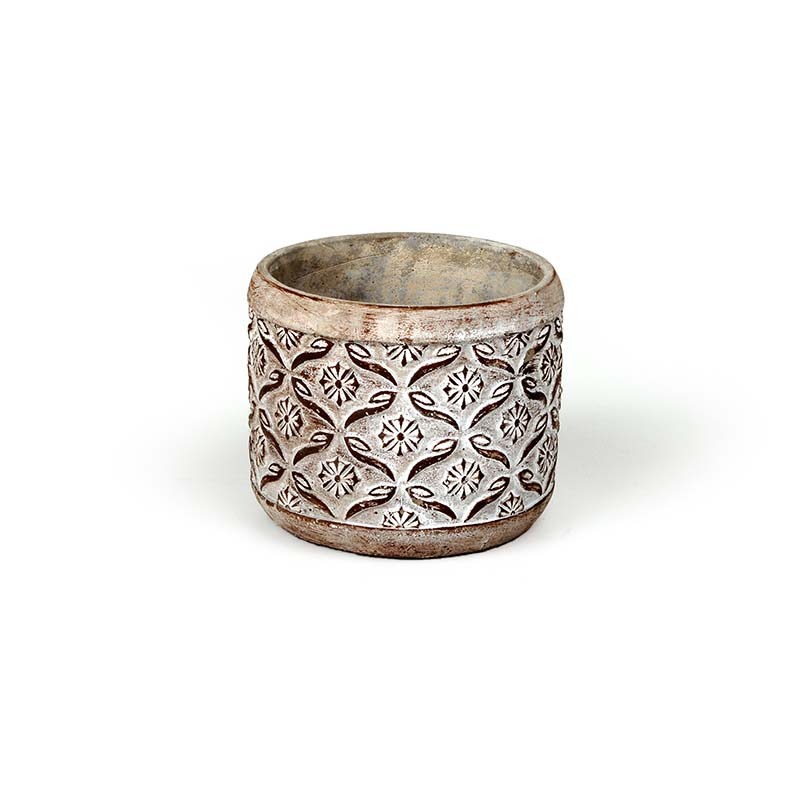 henger alak&uacute; vir&aacute;gmint&aacute;s kőkasp&oacute; antikolt barna 14x12,5cm