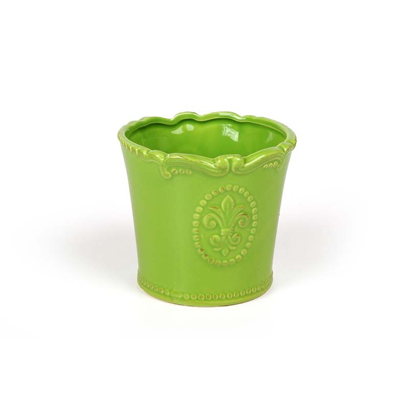 bourbon liliommintás kerámia kaspó zöld 14x12,5cm