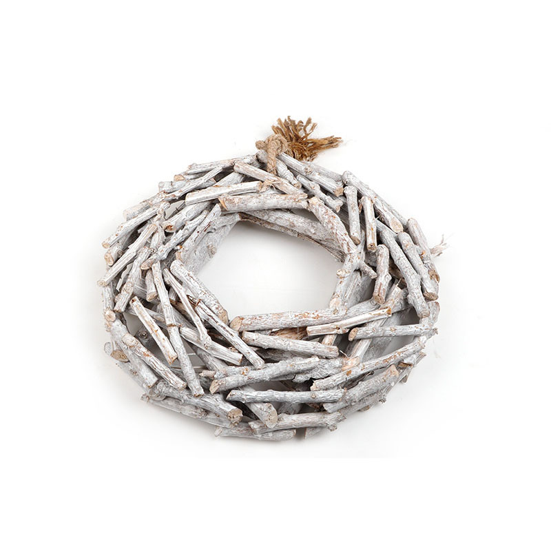 aprított fa akasztós koszorú szürke 35cm