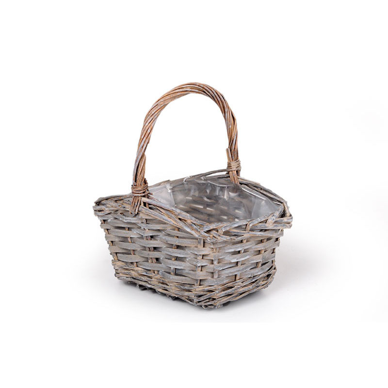 szögletes hasított vessző füles kosár szürke 18x14x10,5/23cm