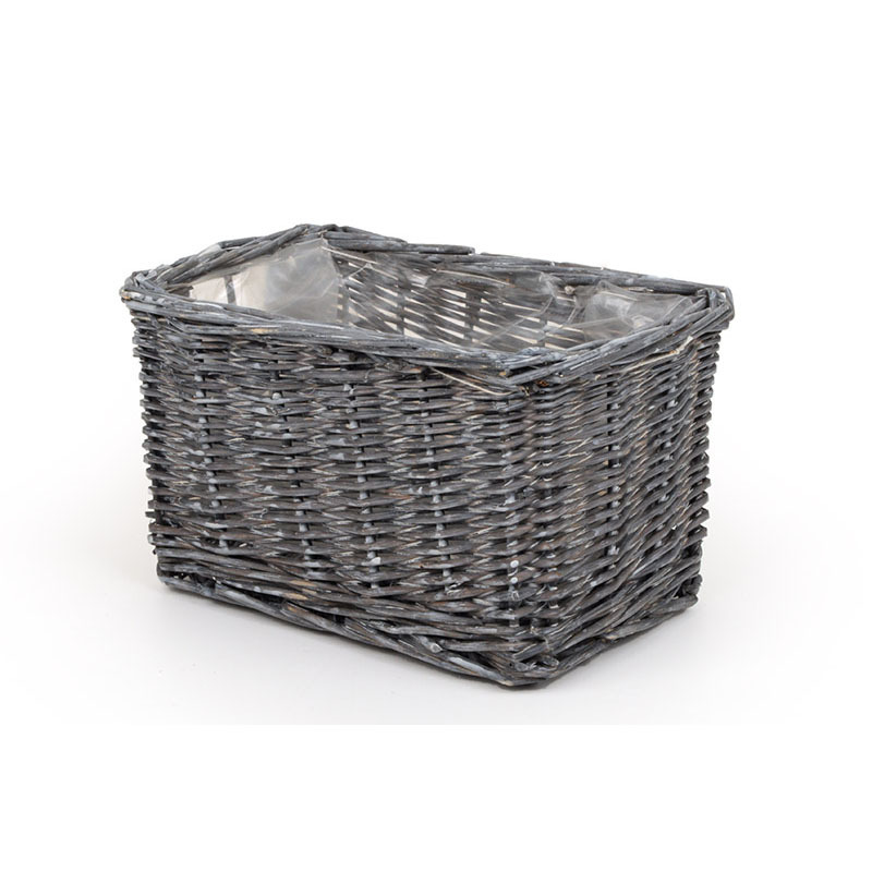 szögletes vessző tál szürke 25x16x14,5cm