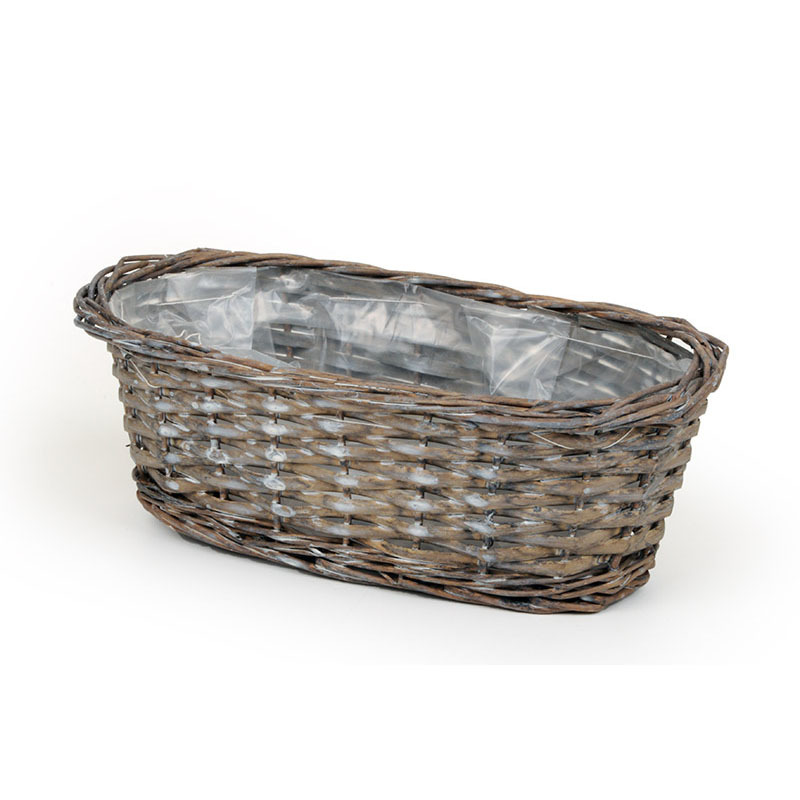 ov&aacute;lis has&iacute;tott vessző t&aacute;l antikolt sz&uuml;rke 30x15,5x11cm