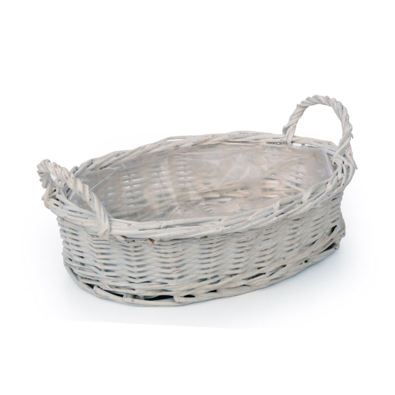 ov&aacute;lis vessző t&aacute;l k&eacute;t f&uuml;llel feh&eacute;r 28x20x7,5/11,5cm