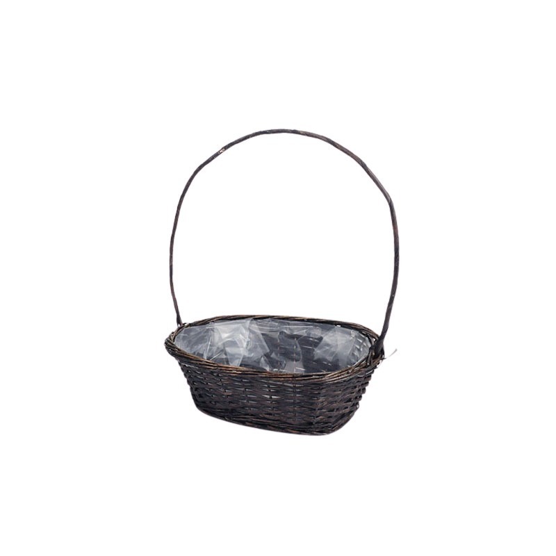 ov&aacute;lis has&iacute;tott vessző f&uuml;les kos&aacute;r barna 38x29x13/48cm