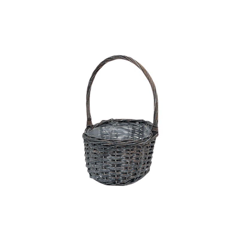 ovális hasított vessző piknikkosár szürke 25x23x14/38cm