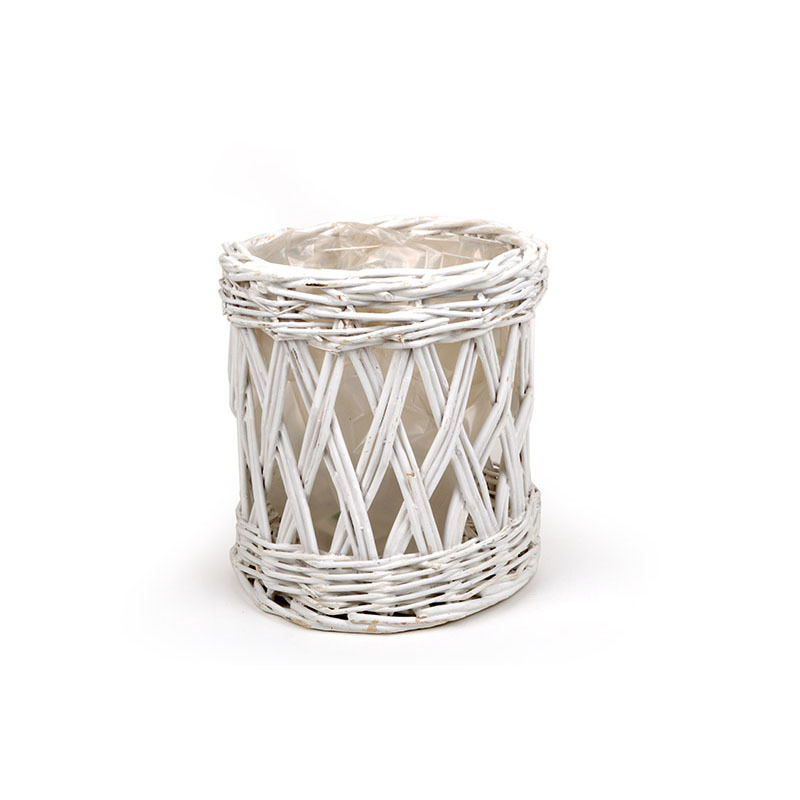 magasított vessző kaspó fehér 19x20cm