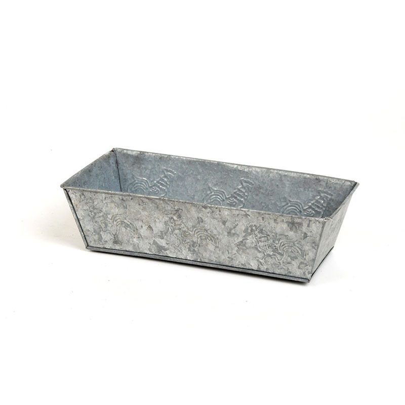 szögletes bádog tál kakas mintával fémszín 29,5x13,5x8cm