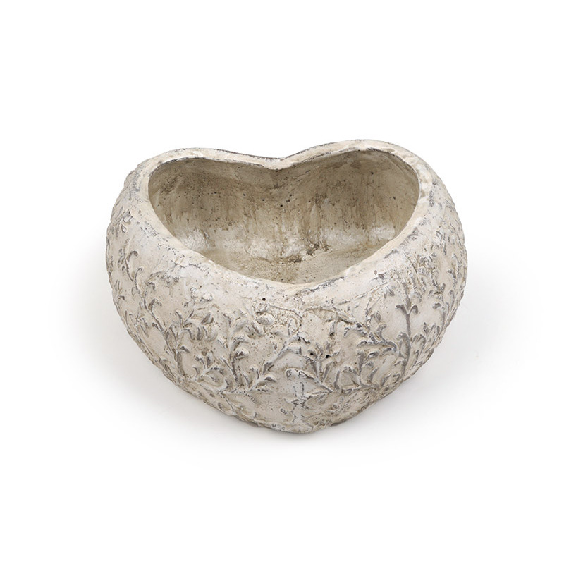 szív alakú virágmintás kő tál 29x29x12cm