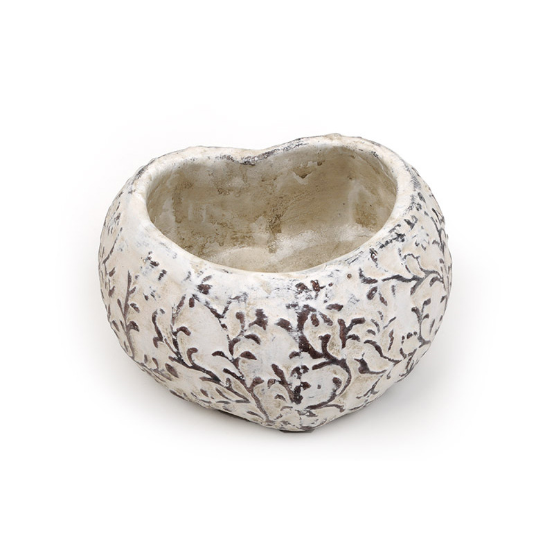 szív alakú virágmintás kő tál 20x20x11cm