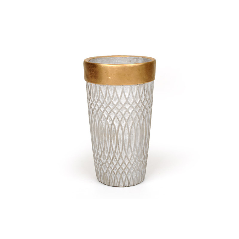 aranyszegélyes kőváza szürke 14x25cm