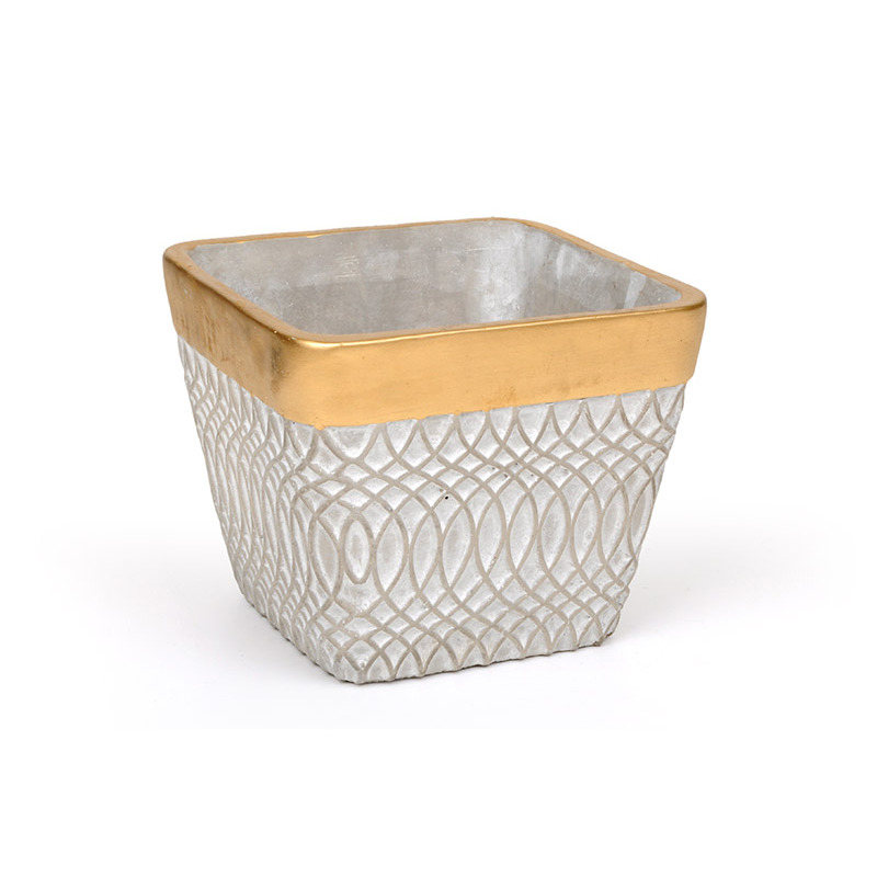 aranyszegélyes kockakaspó szür ke 16x16x13,5cm