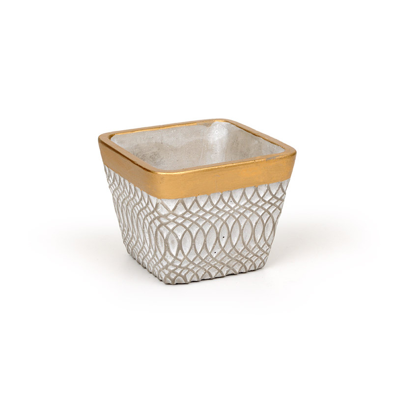 aranyszegélyes kockakaspó szür ke 12,5x12,5x9,5cm