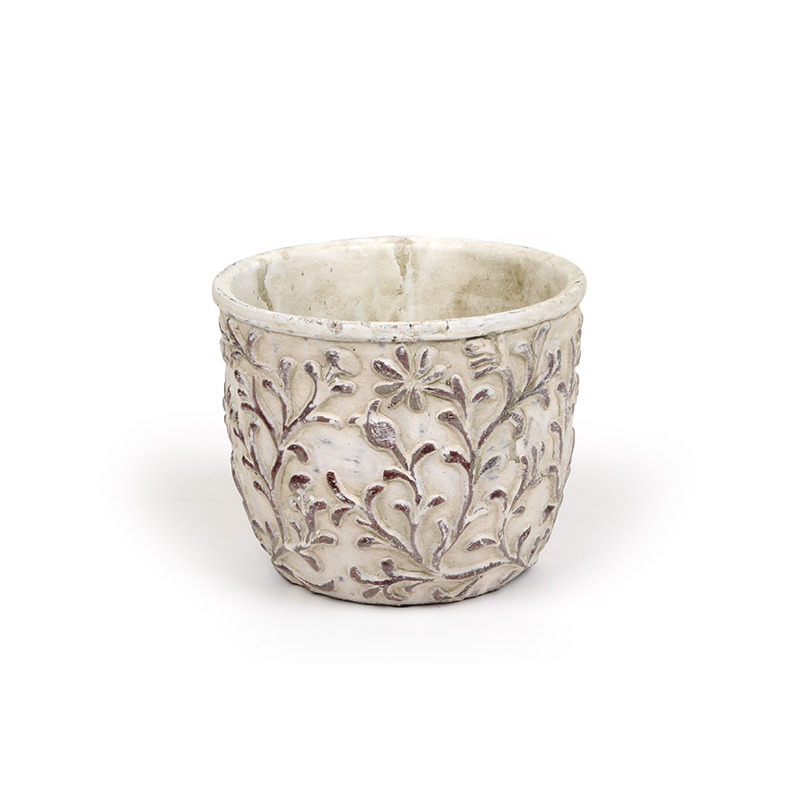 virágmintás kőkaspó szürke 16x 14cm