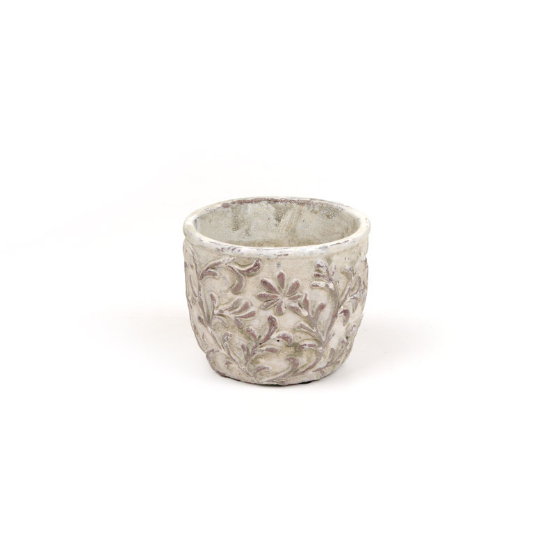 virágmintás kőkaspó szürke 12,5x10cm