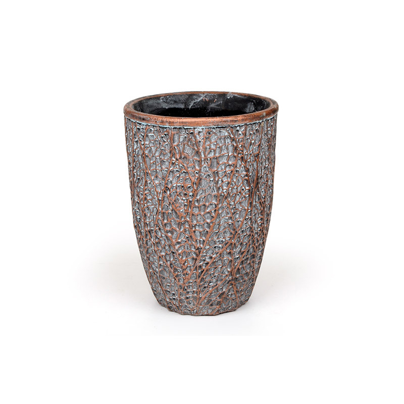 anyag&aacute;ban mint&aacute;zott orchidea kőv&aacute;za bronz 14x20cm