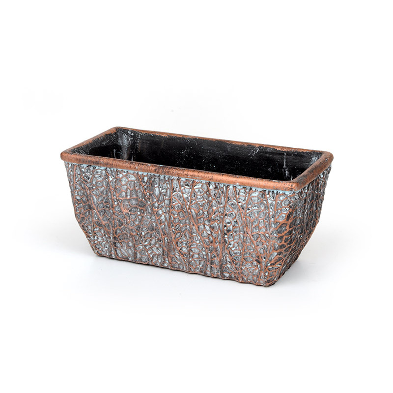 szögletes anyagában mintázott kőtál bronz 23x11x10,5cm