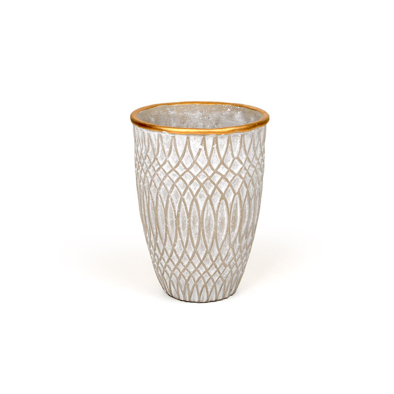 aranyszeg&eacute;lyes orchidea kőv&aacute;za sz&uuml;rke 14x20cm