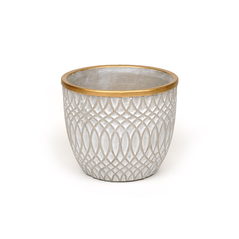 aranyszegélyes kőkaspó szürke 16x14cm