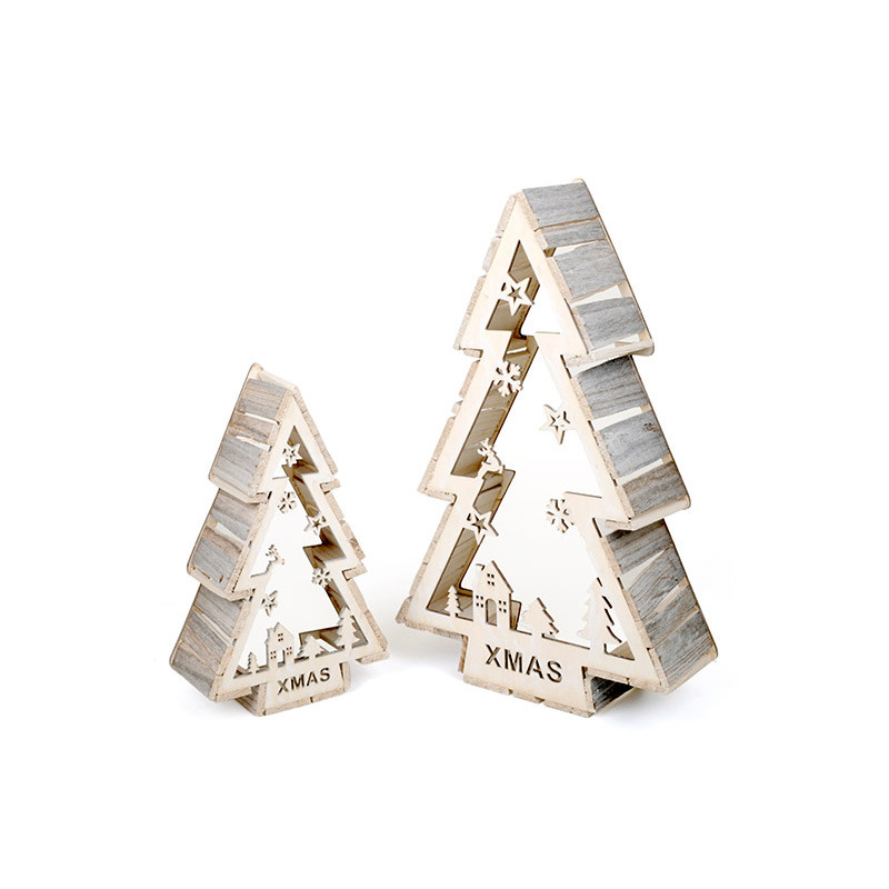 fa dekor fenyőfa szettxMAS felirattal sz&uuml;rke 34x12x55cm S/2