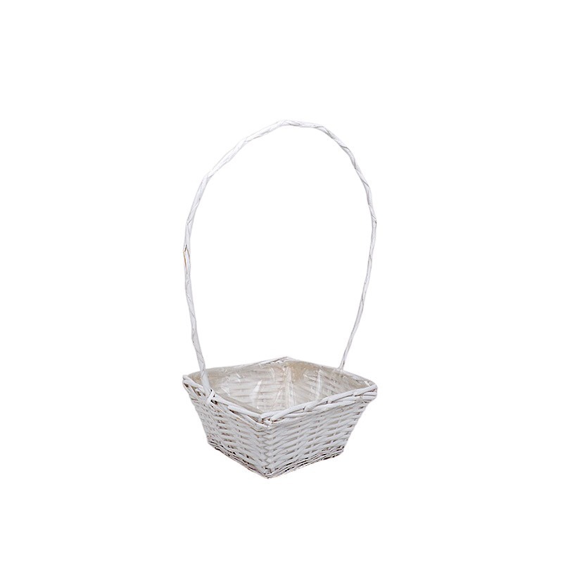 has&iacute;tott vessző sz&ouml;gletes f&uuml;les kos&aacute;r feh&eacute;r 25x25x13/54cm