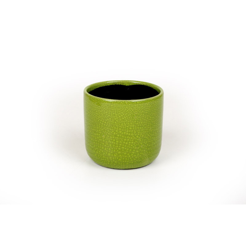 repesztett festésű kerámia kas pó zöld 10cm
