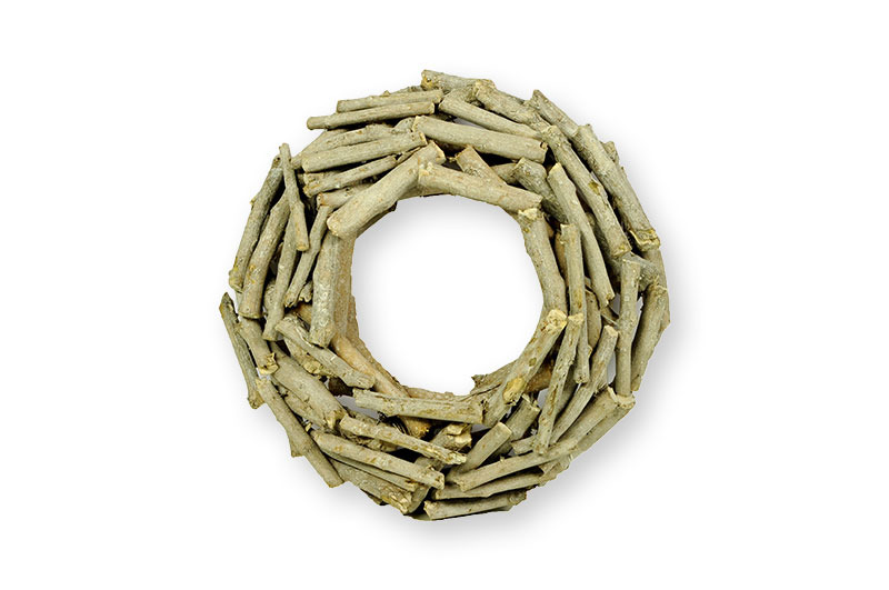 apr&iacute;tott fa koszor&uacute; sz&uuml;rke 30x 7cm