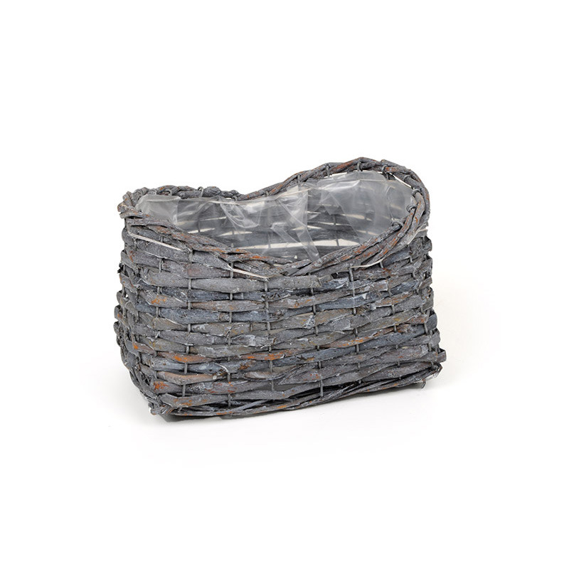 hasított vastagvessző tál szür ke 26x20x14/17cm