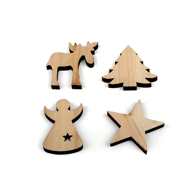 fa fenyőfa/szarvas/csillag/ angyal natúr barna 5/6cm 24db/cs