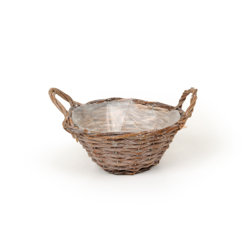 hasított vessző tál két füllel antikolt barna 18,5x8/12cm