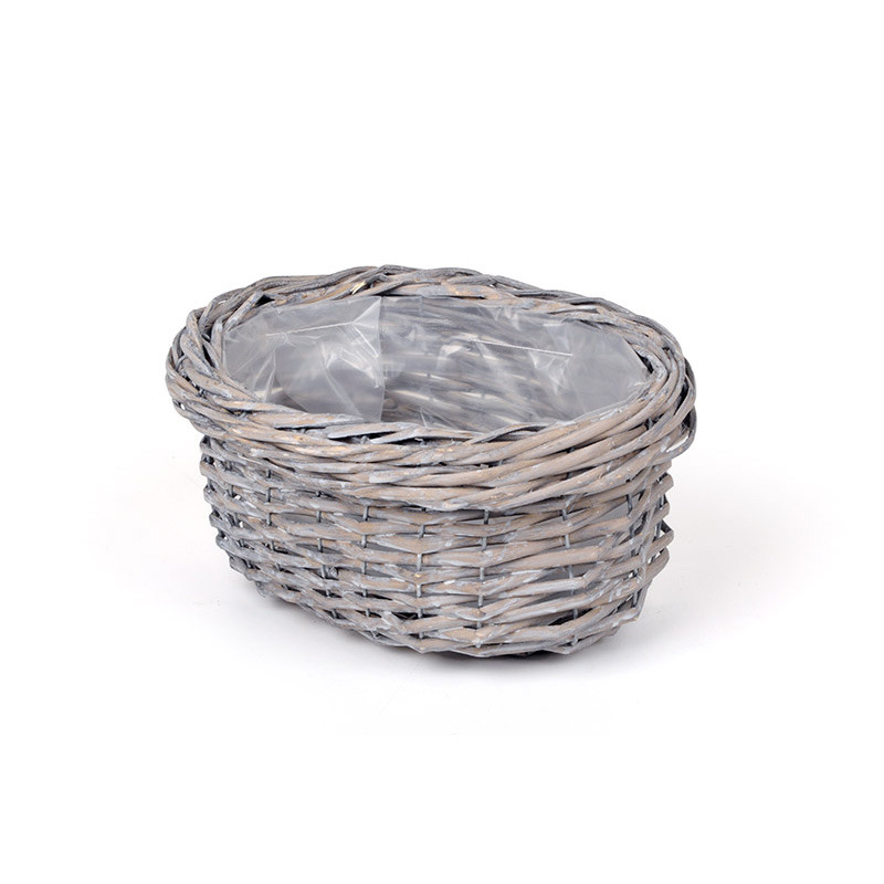 ov&aacute;lis has&iacute;tott vessző vastagperemes t&aacute;l sz&uuml;rke 26x21x13cm