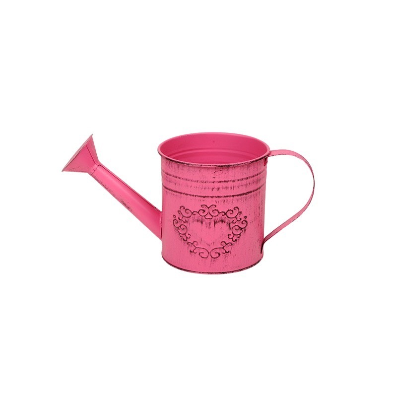 szívmintás cink locsolókanna antikolt pink 26x11,5x11cm