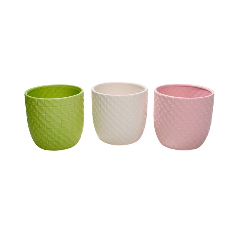 Wienna kerámia kaspó mix fehér fehér-rózsaszín-zöld 16x15cm