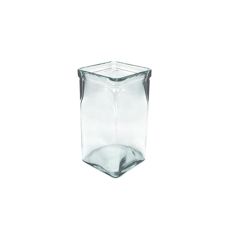 szögletes peremes üveg váza 15,5,x15,5x29cm