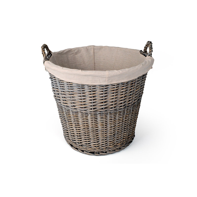 hasított vessző óriás kaspó textil béléssel szürke 56x48cm