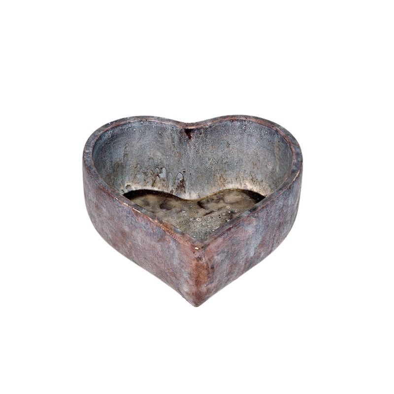 szív alakú kőtál antikolt barna 18,5x18,5x7,5cm