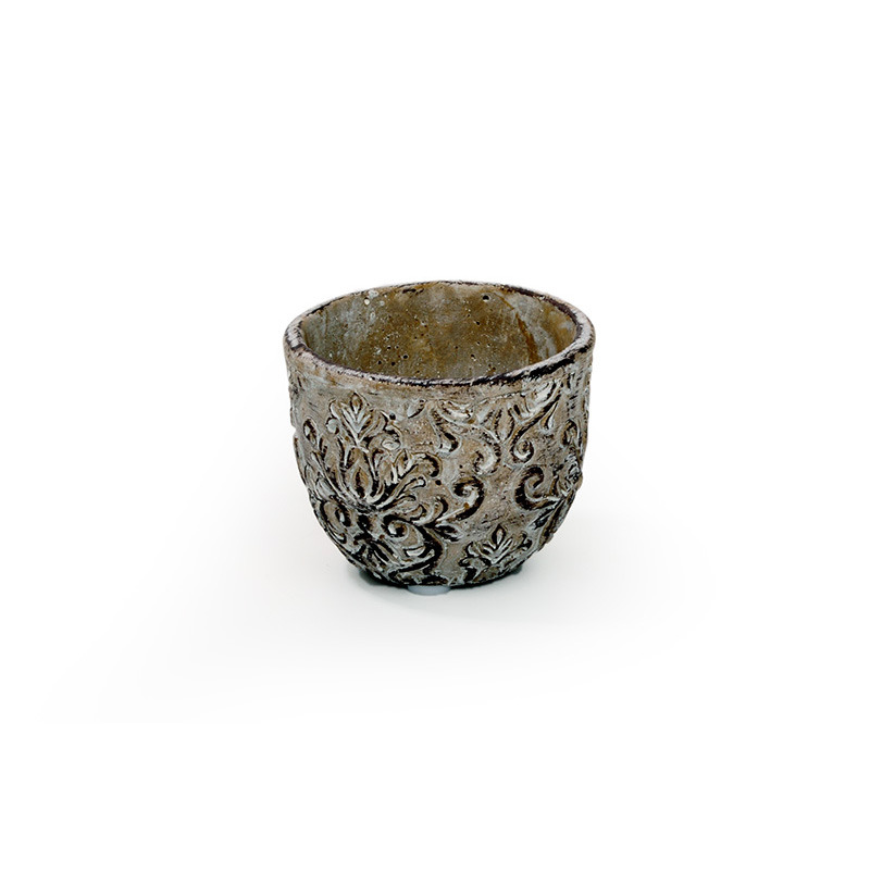 Toscana cement kaspó antikolt barna 10,5x8,5cm