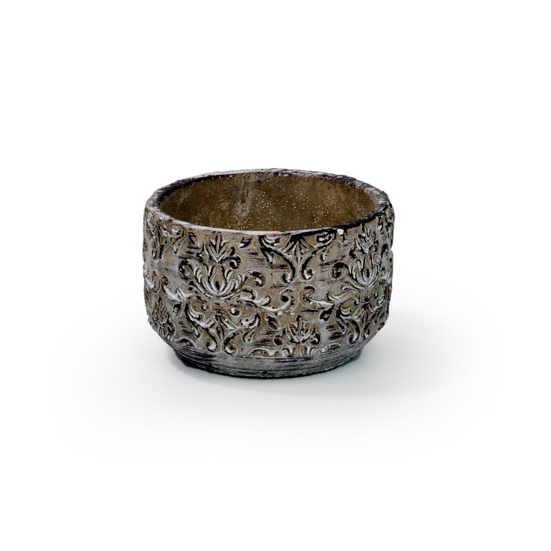 kerek Toscana cement t&aacute;l antikolt barna 14x9cm