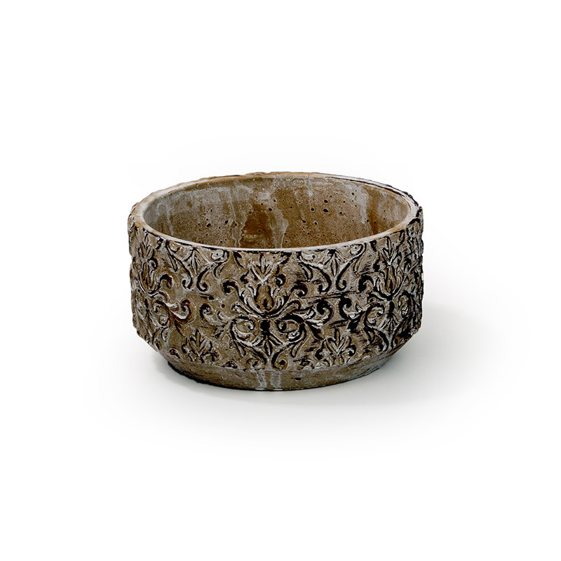 kerek Toscana cement t&aacute;l antikolt barna 18x9,5cm