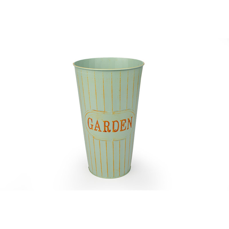 f&eacute;m v&aacute;za garden felirattal antikolt z&ouml;ld 18x30cm