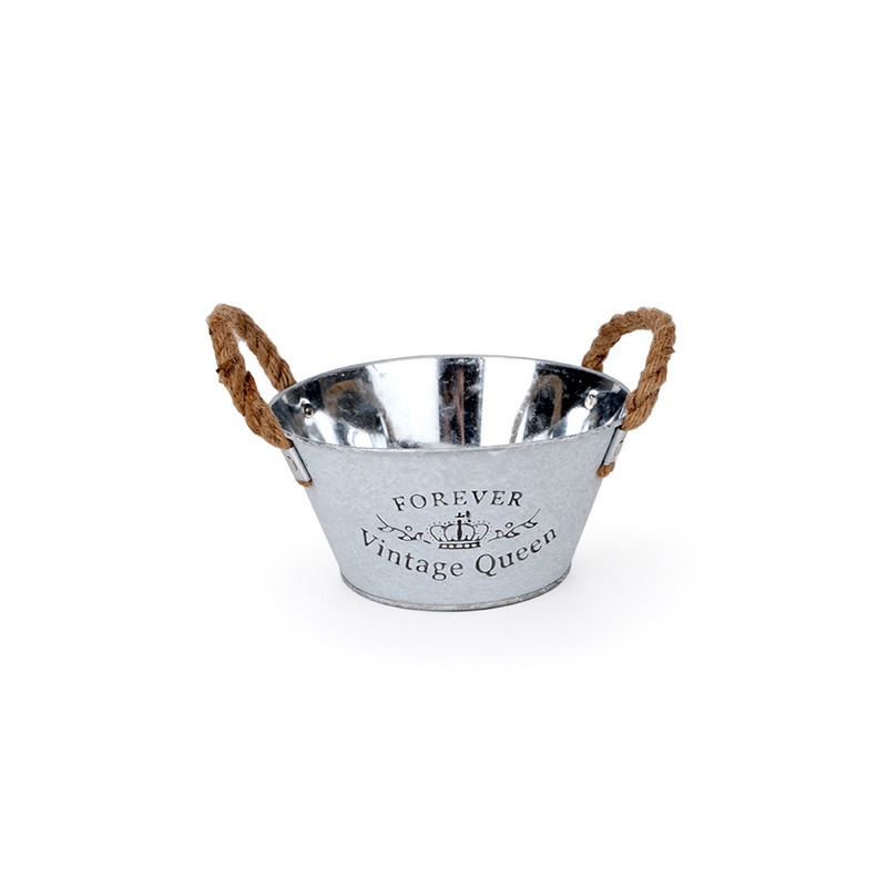 feliratos fém tál antikolt fehér 17,5x9cm