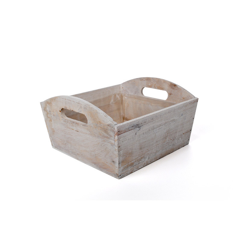 ívelt oldalú szögletes fa tál fehér 24,5x26,5x11cm