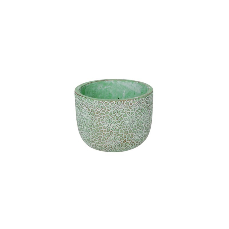 Saigon cement kaspó antikolt zöld 13,5x11cm