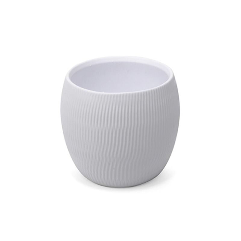 Plissee kerámia kaspó matt fehér 13cm